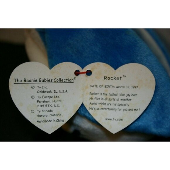 TY Beanie Baby Rocket Blue Jay Bird 1998 errors rare 4202 - Picture 6 of 10